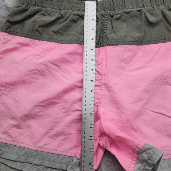 Vintage 80s 90s Stubbies Swim Shorts Mens 34 Pink Gray Drawstring Lined Beach - Picture 8 of 11